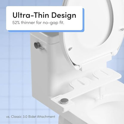 TUSHY Fresh Dual Nozzle Cool Water Bidet, Matte Silver Knob | Ultra Slim Toilet Seat Attachment, Non-Electric, 180° Front and Rear Wash, Self-Cleaning, 10 Minute DIY Install - color: Matte Silver Knob, style: Dual Nozzle