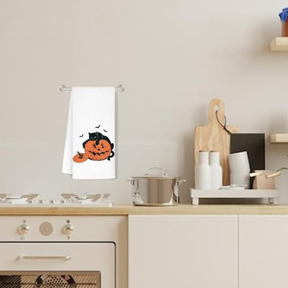 Jvpke Halloween Ghost Cat Pumpkin Kitchen Towels, Dish Tea Towels, Bathroom Hand Towels, Cat Decor, 16x24 Inches - color: Cat Pumpkin