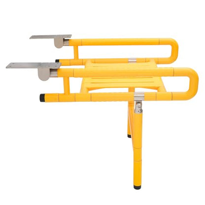 Folding Shower Seat Wall Mounted, Fold Down Shower Chair with Armrests, 440.92 lbs Capacity, Yellow Wall Mounted Bath Seat for Elderly Pregnant Disabled, Stainless Steel Frame, 90° Foldable