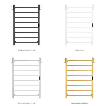 800mm Heated Towel Rack 8 Bar Wall Mounted Electric Towel Warmer Black - color: Black Anodized Finish, size: 8-Bar / 800 x 550 mm