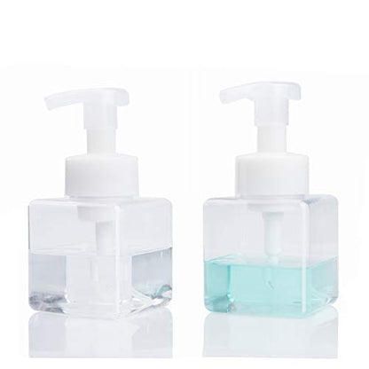 Foaming Soap Dispenser, 9oz Plastic Refillable Pump Bottle, 2 Pack, Clear | Hand Dispenser for Liquid Soap, Shampoo & Body Wash – Saves Soap with Rich Foam, Reusable, Easy to Refill, BPA-Free - color: Clear, size: 9 oz (2 Pack)