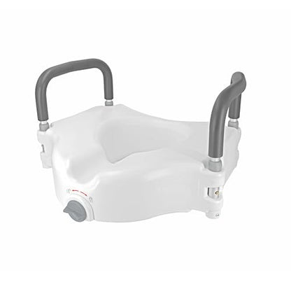 Vaunn Raised Toilet Seat and Elevated Commode Booster Seat Riser with Removable Padded Grab Bar Handles & Locking Mechanism