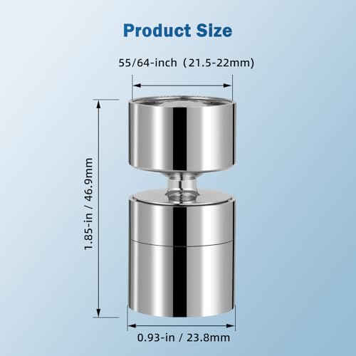Hibbent Metal NSF/ANSI/CAN 372 Faucet Aerator with Dual-function, Silver | Kitchen Sink Aerator, Bathroom Sink Sprayer Attachment, Faucet Replacement Part 55/64'' Female Thread - color: Silver, style: Classic 360 Degree Faucet Aerator