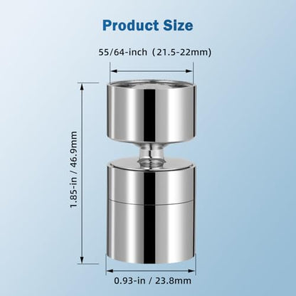 Hibbent Metal NSF/ANSI/CAN 372 Faucet Aerator with Dual-function, Silver | Kitchen Sink Aerator, Bathroom Sink Sprayer Attachment, Faucet Replacement Part 55/64'' Female Thread - color: Silver, style: Classic 360 Degree Faucet Aerator