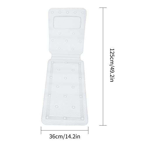 Bathtub Mat Full Body Spa Cushion Pillow Soft Quilted Breathable Bathtub Mat with Powerful Suction Cups for Relaxing Bath Time PVC Sponge Material White 49.2 X 14.2 Inch