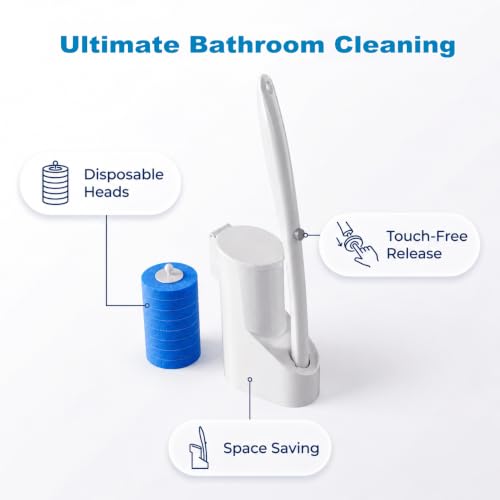 Disposable Toilet Brush and Holder Set with 24 Refills,Toilet Cleaning Wand | Wall Mounted Toilet Bowl Brush with Holder, Disposable Toilet Bowl Cleaner Wand for Bathroom Deep Cleaning and Hygienic