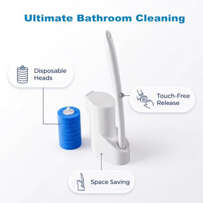 Disposable Toilet Brush and Holder Set with 24 Refills,Toilet Cleaning Wand | Wall Mounted Toilet Bowl Brush with Holder, Disposable Toilet Bowl Cleaner Wand for Bathroom Deep Cleaning and Hygienic