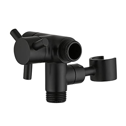 PDPBath Solid Brass 3 Way Shower Arm Diverter Valve with Handheld Holder for Dual Shower Heads with G1/2 Universal Connection - Matte Black - color: Matte Black-2