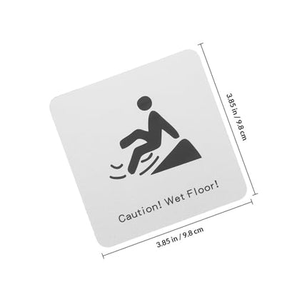 Kisangel Wet Floor Warn Sign Plaque for Homes and Multiple Environments Made of Wear-resistant Aluminium-plastic Panel with Adhesive Tape, Waterproof Silver Slippery Floor Safety Sign