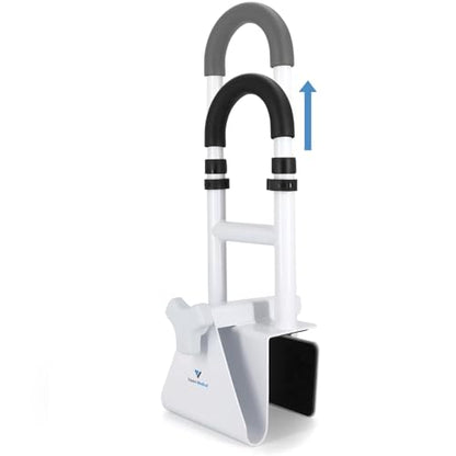 Vaunn Medical Adjustable Height Bathtub Safety Rail, Extra-Height 17"-20" Tall Extension ADA Compliant Shower Grab Bar Handle for Elderly and Disabled, Secure Locking Tub Clamp, 300 lbs - style: Height Adjustable