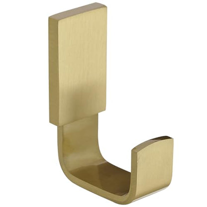 Brass Towel Hook, Bathroom Robe Coat Clothes Hook, Brushed Gold | Wall Mounted with Screws for Bathroom, Kitchen, Hotel, Garage, Laundry, Square Coat and Hat Hooks, Rustproof & High Quality - color: Brushed Gold, size: 1 Pack
