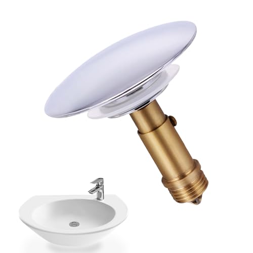 Cabilock Universal Bathtub Drain Stopper | 69mm Brass Pop Up Tub Stopper and Sink Plug Replacement | Bathroom Basin Water Catch Cover with Hair Strainer Filter, Easy to Install and Clean