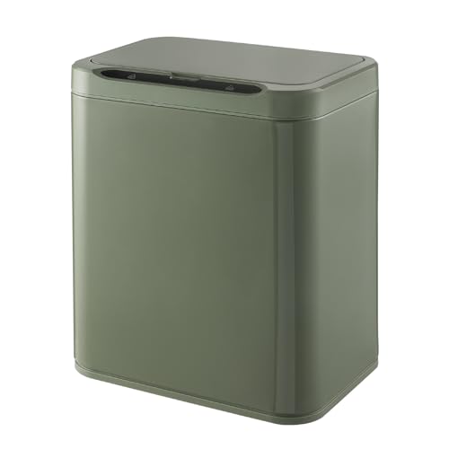 ELPHECO Stainless Steel Office Trash Can Motion Sensor Garbage Can Touchless Smart Trash Can Automatic Waste Bin for Kitchen, Office, Bathroom (Avocado Green, 3.5 Gallons) - color: Avocado Green, size: 3.5 Gallons