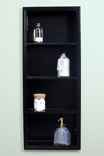 14x36 Sloane Recessed Wall Niche Medicine Cabinet Replacement, in The Wall Bathroom Cabinet Insert Shelf/Shelves, Made in North America, Real Wood, NO MDF, Plain, Black - color: Black, size: 14x36