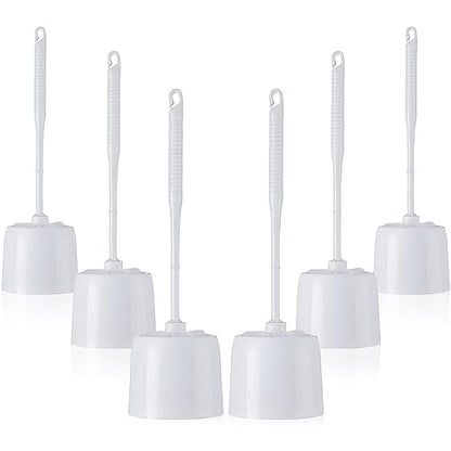 Roshtia 6 Sets Toilet Brush and Holder Set for Bathroom Cleaning Toilet Bowl Brush Scrubber with Caddy for Cleaning, 14.57 Height(White) - color: White