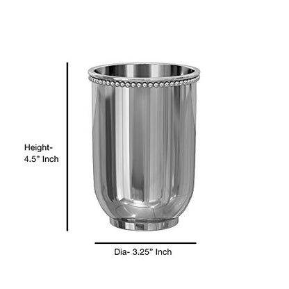 nu steel 18/8 Stainless Steel Chic Collection Beaded Tumbler Cup for Bathroom Vanity Countertops - for Mouthwash/Mouth Rinse, Storing and Organizing Makeup Brushes, Eye Liners, Accessories