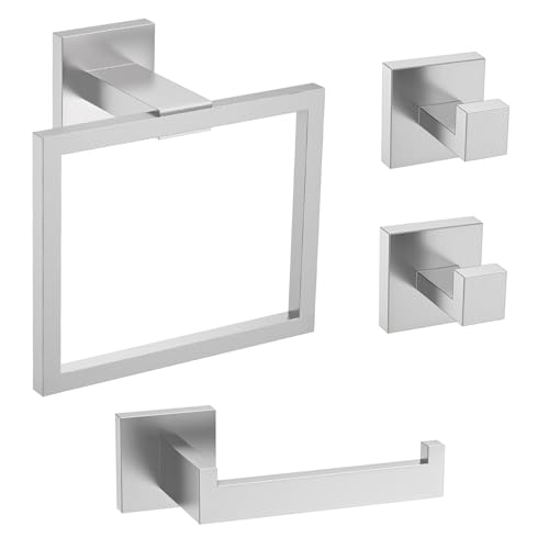 TURS Brushed Bathroom Accessory Set Towel Ring Set Stainless Steel Toilet Paper Holder Towel Ring Robe Hook Wall Mount - color: Brushed