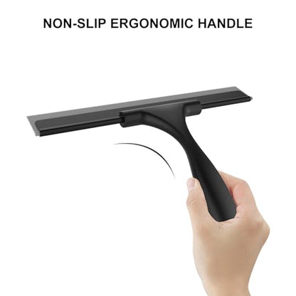 SetSail Squeegee & Toilet Brush and Holder, All-Purpose Window Squeegee for Tile Shower Walls, Sink, Mirror, Bathroom, Car Window