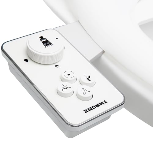 Throne Bidet Attachment for Toilet Seat USA Patented Easy Install (White) | Non-Electric Self Cleaning Cold Water Sprayer Double Nozzle (Frontal & Rear Wash) Bathroom Bidet Toilet Seat Attachment - color: White/White
