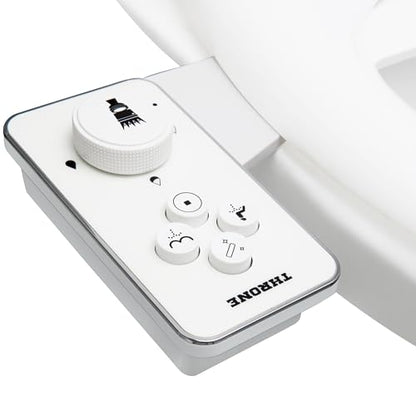 Throne Bidet Attachment for Toilet Seat USA Patented Easy Install (White) | Non-Electric Self Cleaning Cold Water Sprayer Double Nozzle (Frontal & Rear Wash) Bathroom Bidet Toilet Seat Attachment - color: White/White