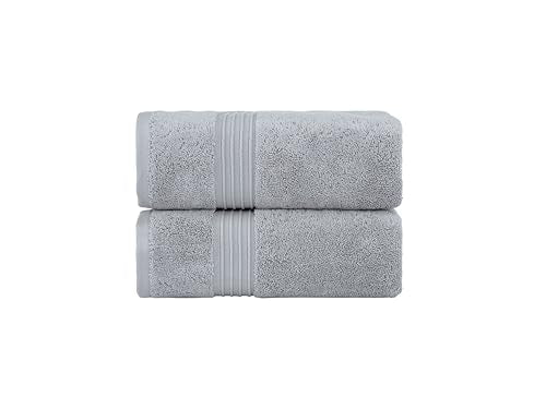 Milara Turkish Super-Plush Bathroom Hand Towels Set 2-Piece | Premium Cotton Hand Towels Set Absorbent, Durable with Hanging Loops | Silver Gray Color Hand Towel, (16 x 30 Inches) - color: Silver Gray, size: Hand Towel (2 Pcs) - 16" x 30"