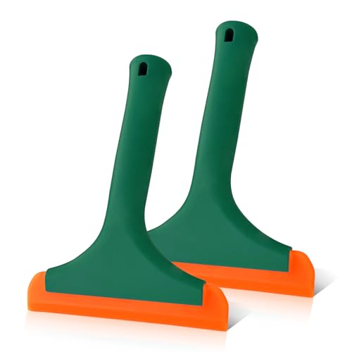 2PCS Small Silicone Window Squeegee, Car Windshield Water Blade Squeegee, 5.9 Inch Car Windshield Water Blade Squeegee with Non-Slip Handle, All-Purpose Cleaning Squeegee for Car Window (Dark Green,) - color: Dark Green, size: 2PCS