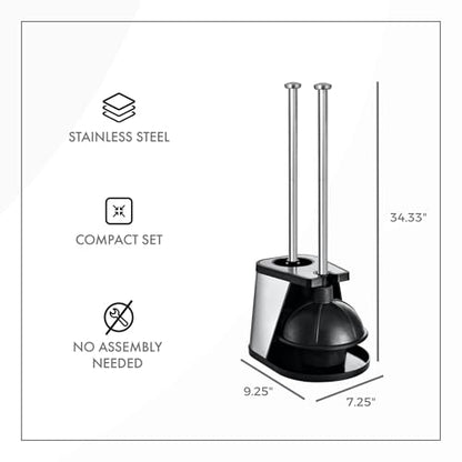 ToiletTree Products Modern Deluxe Freestanding Toilet Brush and Plunger Combo (Black - 7.5" x 9" x 20.5") - style: Black Combo