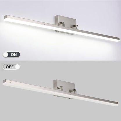 48 inch LED Modern Bathroom Vanity Lighting Fixtures Over Mirror, Brushed Nickel Adjustable Makeup Vanity Light Bar Dimmable 46W 5000K Cool White - color: Nickel-48 Inch 5000k
