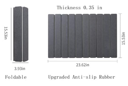 Foldable Stone Bath Mat Quick Dry Non-Slip 23.6 x 15.5 in Bathroom | Foldable Stone Bath Mat with Non-Slip, Diatomaceous Earth Bath Mat with Non-Slip Mat,Quick Dry, Stone Material, Bathroom Use - color: Grey