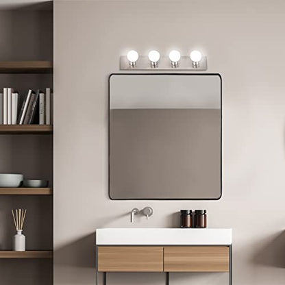 Design House 519298 Contemporary 4-Light Indoor Vanity Light Dimmable for Bathroom Bedroom Vanity Makeup, Satin Nickel - color: Satin Nickel