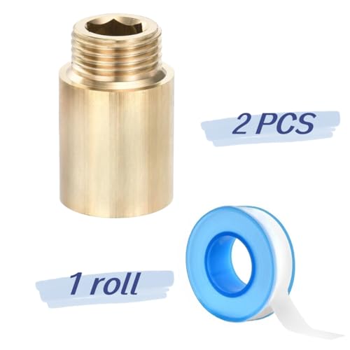 Shower Head Extension Arm, 2 Pack Brass G1/2 Male to G1/2 Female Thread 35mm Length Pipe Fitting Coupler Copper Shower Head Extender with 8M PTFE Pipe Sealant Tape - style: 35mm