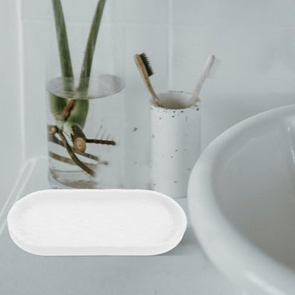 Totority Elegant White Ceramic Bathtub Tray with Large Capacity, Minimalist Design, Easy to Clean Vanity Tray for Bathroom, Decorative Cosmetic Holder and Phone or Book Rest