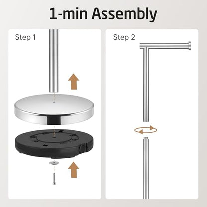 KES Freestanding Toilet Paper Holder with Weighted Base, Polished Silver | 304 Stainless Steel, Cement-Filled Base, Anti-Slip Pad, 20.2" H, Fits All Roll Sizes, Easy 1-Min Assembly - color: Polished Silver, size: 20.2" H