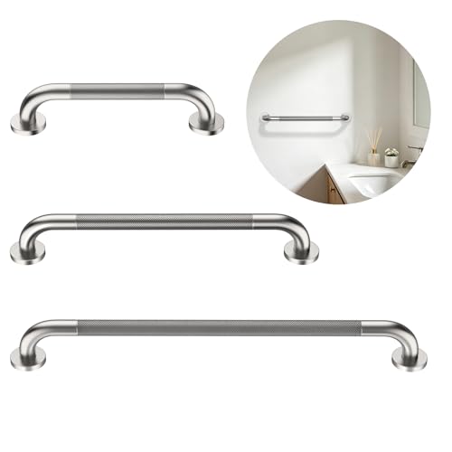 Munzong 3 Pack Handicap Grab Bar Bundle, 16" 24" 32" Brushed Nickel | Bathroom Bar for Shower 1.25" Diameter Anti Slip Commercial Stainless Steel Balance Bar Safety Hand Rail for Elderly - color: Nickel, size: 16",24",32"