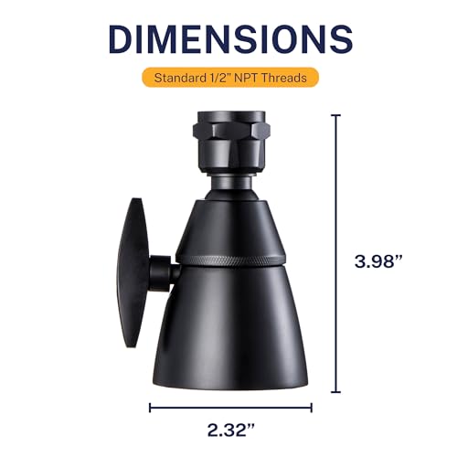 HammerHead Showers® Solid Metal 2 Inch High Pressure Shower Heads - MATTE BLACK – 2.5 GPM Shower Heads High Pressure - High Flow Shower Head with ADJUSTABLE SPRAY PATTERN - Fixed Shower Head - color: Matte Black, size: 2.5 GPM Standard