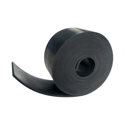 Black Solid Rubber Strip, 1/8 (.125)" Thick X 2" Wide X 10'Long | Solid Flat Rubber Roll for Anti-Slip, Anti-Vibration DIY Gaskets Crafts Sealing Supports Protection - size: 2"X10'X1/8,No Adhesive