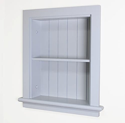 14x18 Aiden Recessed Wall Niche Medicine Cabinet Replacement, in The Wall Bathroom Cabinet Insert Shelf/Shelves, Made in North America, Real Wood, NO MDF, Beadboard, Light Gray - color: Light Gray, size: 14x18