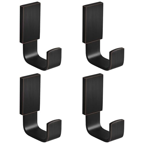 Brass Towel Hook, Bath Robe Coat Clothes Hook Oil Rubbed Bronze 4 Pack | Wall Mounted with Screws for Bathroom, Kitchen, Hotel, Garage, Laundry, Square Coat and Hat Hooks, Rustproof & High Quality - color: Oil Rubbed Bronze, size: 4 Pack