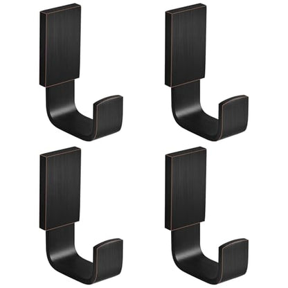 Brass Towel Hook, Bath Robe Coat Clothes Hook Oil Rubbed Bronze 4 Pack | Wall Mounted with Screws for Bathroom, Kitchen, Hotel, Garage, Laundry, Square Coat and Hat Hooks, Rustproof & High Quality - color: Oil Rubbed Bronze, size: 4 Pack