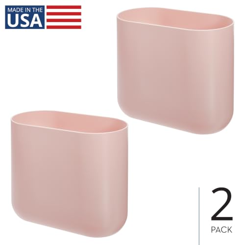 iDesign Small Slim Plastic Bathroom Trash Can, 2-Pack, Pink | Bedroom, Office, Desk, Dorm - color: Pink, style: Pack of 2