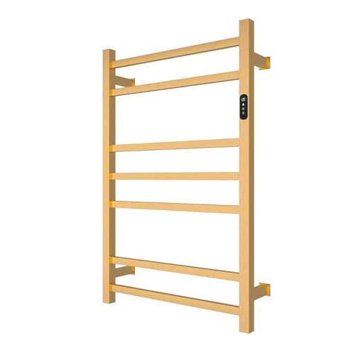 WMHYLYH Luxury 7 Bar Towel Warmer Rack for Bathroom, Wall Mounted Electric Heated Towel Rack with Timer & Fahrenheit Temperature Control, Stainless Steel Towel Heater for Bathroom(Brushed Gold) - size: 7 Bars