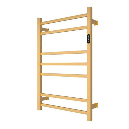 WMHYLYH Luxury 7 Bar Towel Warmer Rack for Bathroom, Wall Mounted Electric Heated Towel Rack with Timer & Fahrenheit Temperature Control, Stainless Steel Towel Heater for Bathroom(Brushed Gold) - size: 7 Bars