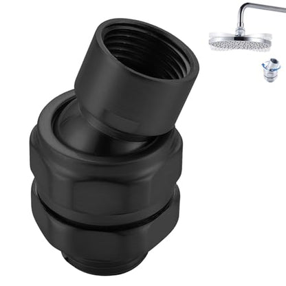 Shower Head Swivel Ball Adapter, Solid Brass Adjustable Shower Arm Connector, Polished Chrome Finish (Black) - color: Black