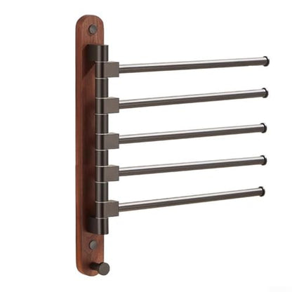 Wood Swivel Towel Rack Wall Mounted, 2-5 Arm Rotating Towel Bar Holder for Bathroom Kitchen, Rustproof Aluminum Alloy and Wood Towel Hanger Organizer(4) - size: 4