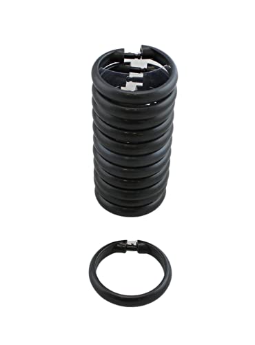 12 Piece Plastic Basic Locking Round Hook Easy Gliding Shower Curtain Rings Fits All Standard Size Shower Rods (Black) - color: Black