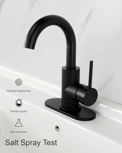 RKF Single-Handle Bathroom Sink Faucet, Swivel Spout, with Pop-up Drain with Overflow and Supply Hose,Bar Sink Faucet,Small Kitchen Faucet Tap,Matte Black,BF3501P-MB - color: 3501-Matte Black