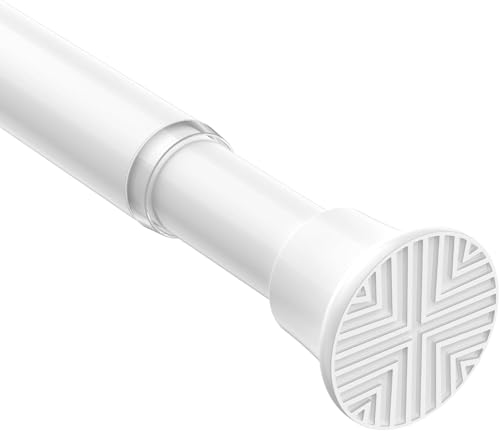 AIZESI White Adjustable Tension Curtain Rod, 31-77 Inch Spring No Drill Stainless Steel Tension Rods for Window，Closet ，Bathroom–Rust Resistant，Non-Slip - color: White, size: 31“-77“-1P