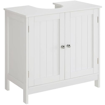 Iwell Pedestal Sink Storage Cabinet with 2 Doors and Shelf, Under Sink Cabinet, Bathroom Sink Cabinet with U-Shape, White - color: White