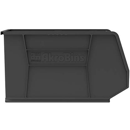 Akro-Mils 30265 AkroBins Plastic Storage Bins, 18"x8.25"x9", Black, 6-Pack | Space-Saving Stackable Bins for Garage, Pantry, Craft Organization - color: Black