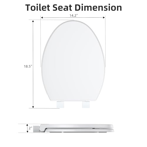 19 Inch Elongated Toilet Seat, Durable PP Construction, Full Flat Design with Plain Cover, Quick-Release Hinges for Easy Removal, Easy Clean White Finish, Fits Most Standard Elongated Toilets - size: Elongated full flat toilet seat